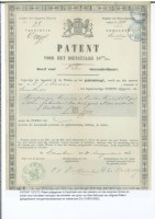 Dutch revenues: patent 1871 washing 25c blue cancel